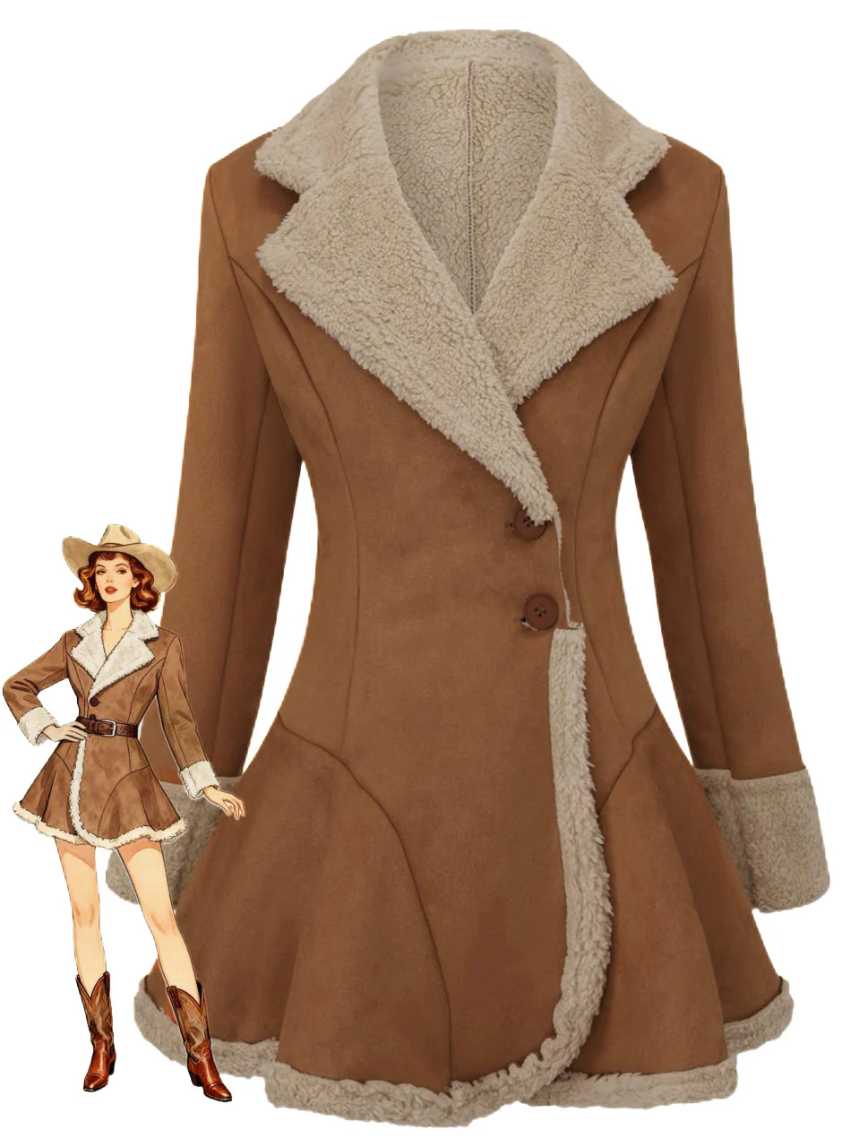 Vintage 1970s Lapel Flared Hem Suede Jacket