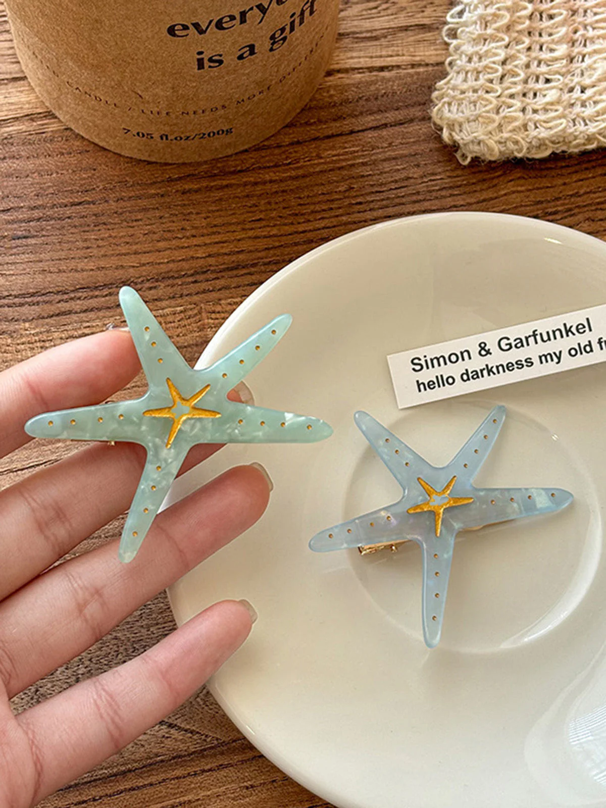 Vintage Acetate Acid Starfish Metal Alligator Hair Clip - Image 5
