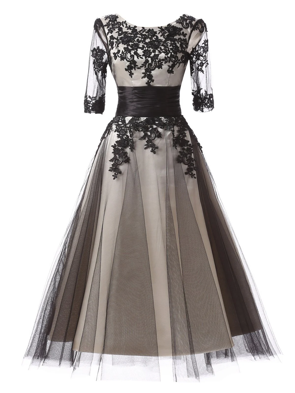 Black 1950s Mesh Swing Dress