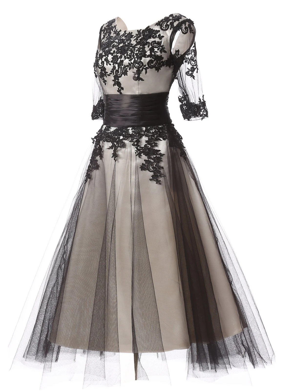 Black 1950s Mesh Swing Dress - Image 2