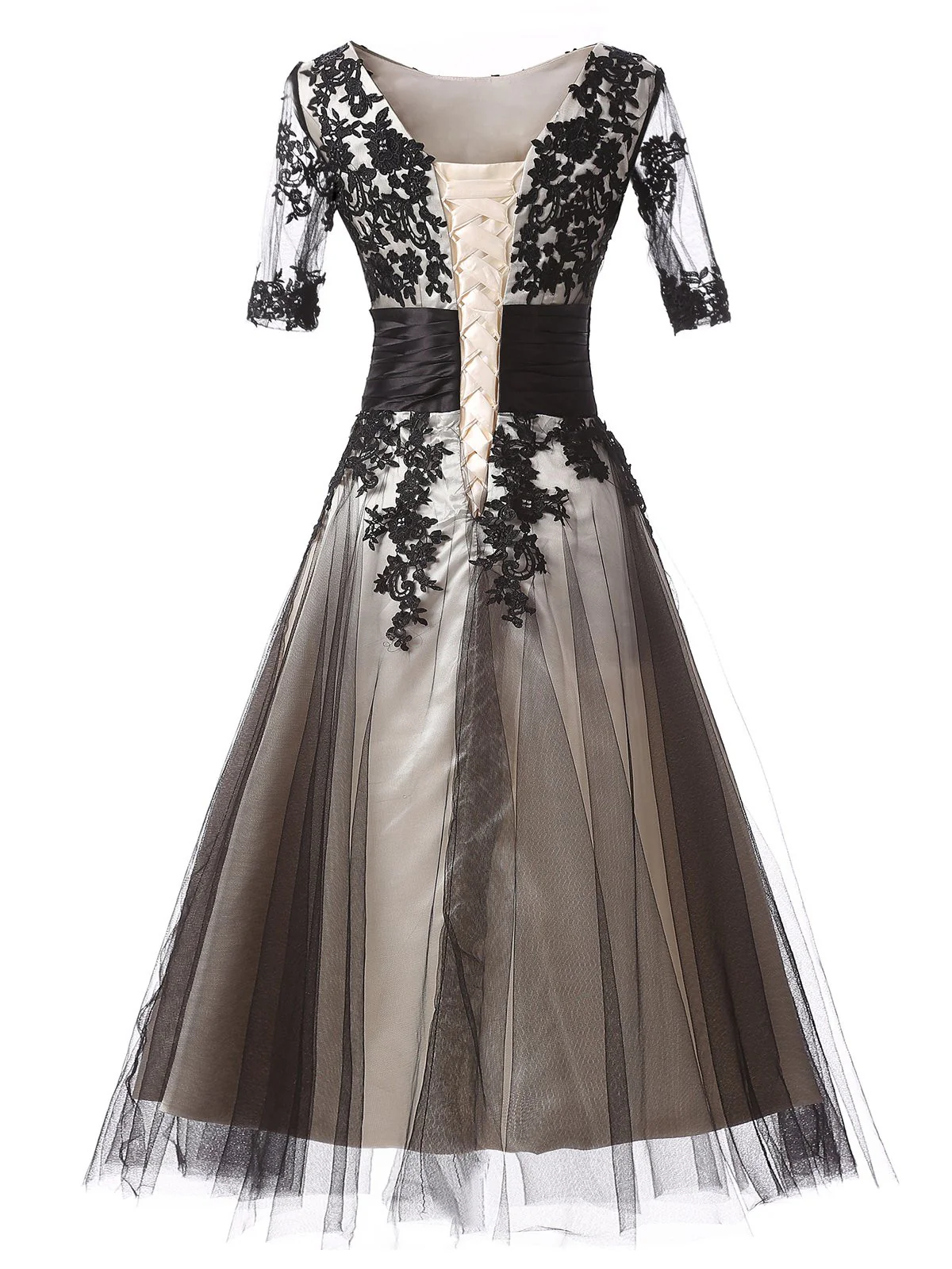 Black 1950s Mesh Swing Dress - Image 3