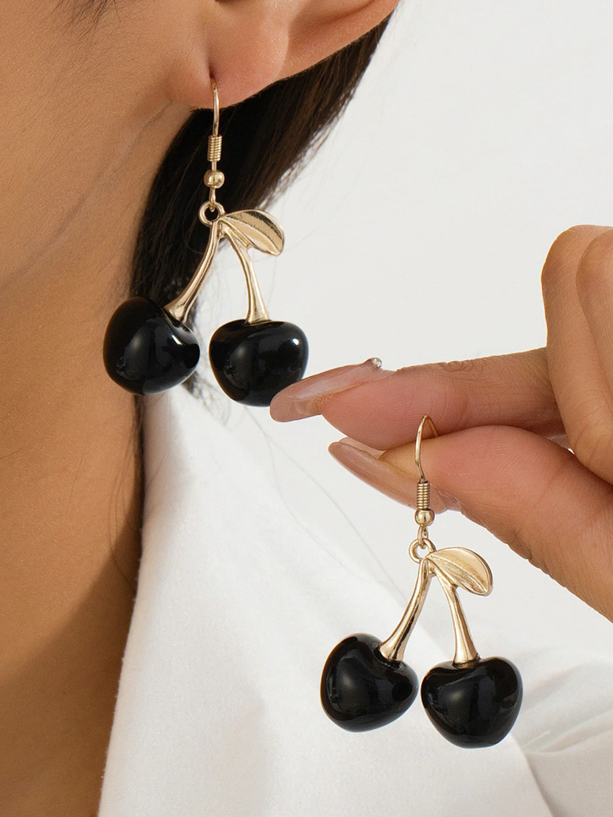 Vintage Black Cherry Drop Earrings