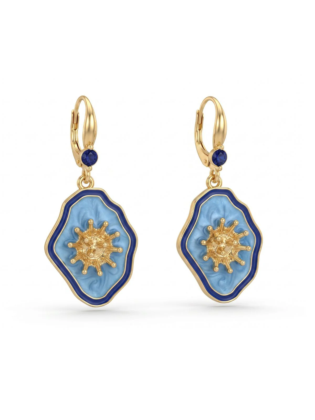 Vintage Blue Flower Pendant Earrings