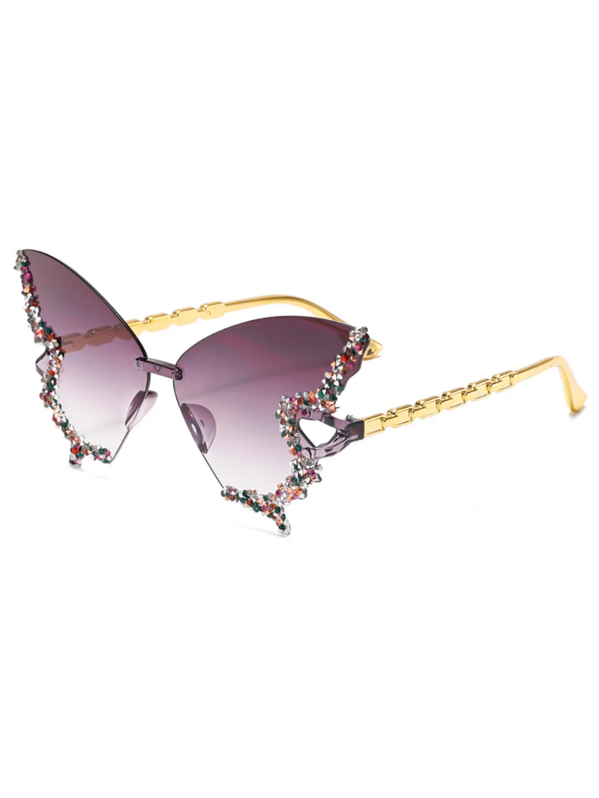 Vintage Butterfly-Shaped Gradient Rimless Sunglasses