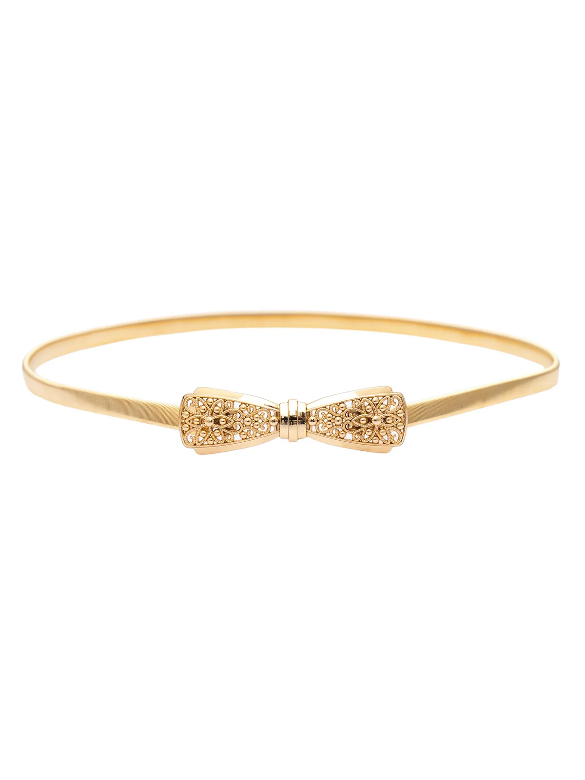 Vintage Chic Gold Elastic Metallic Thin Belt