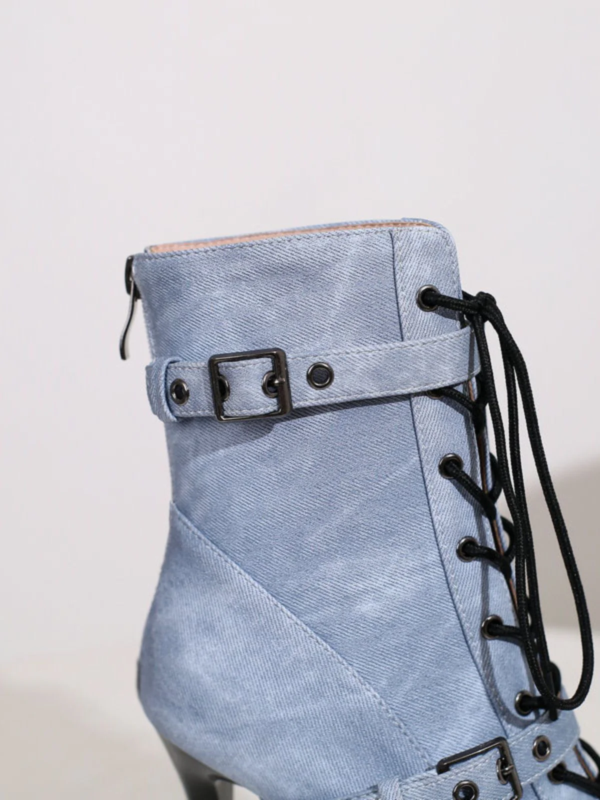 Vintage Denim Peep Toe Stiletto Heel Shoes - Image 19