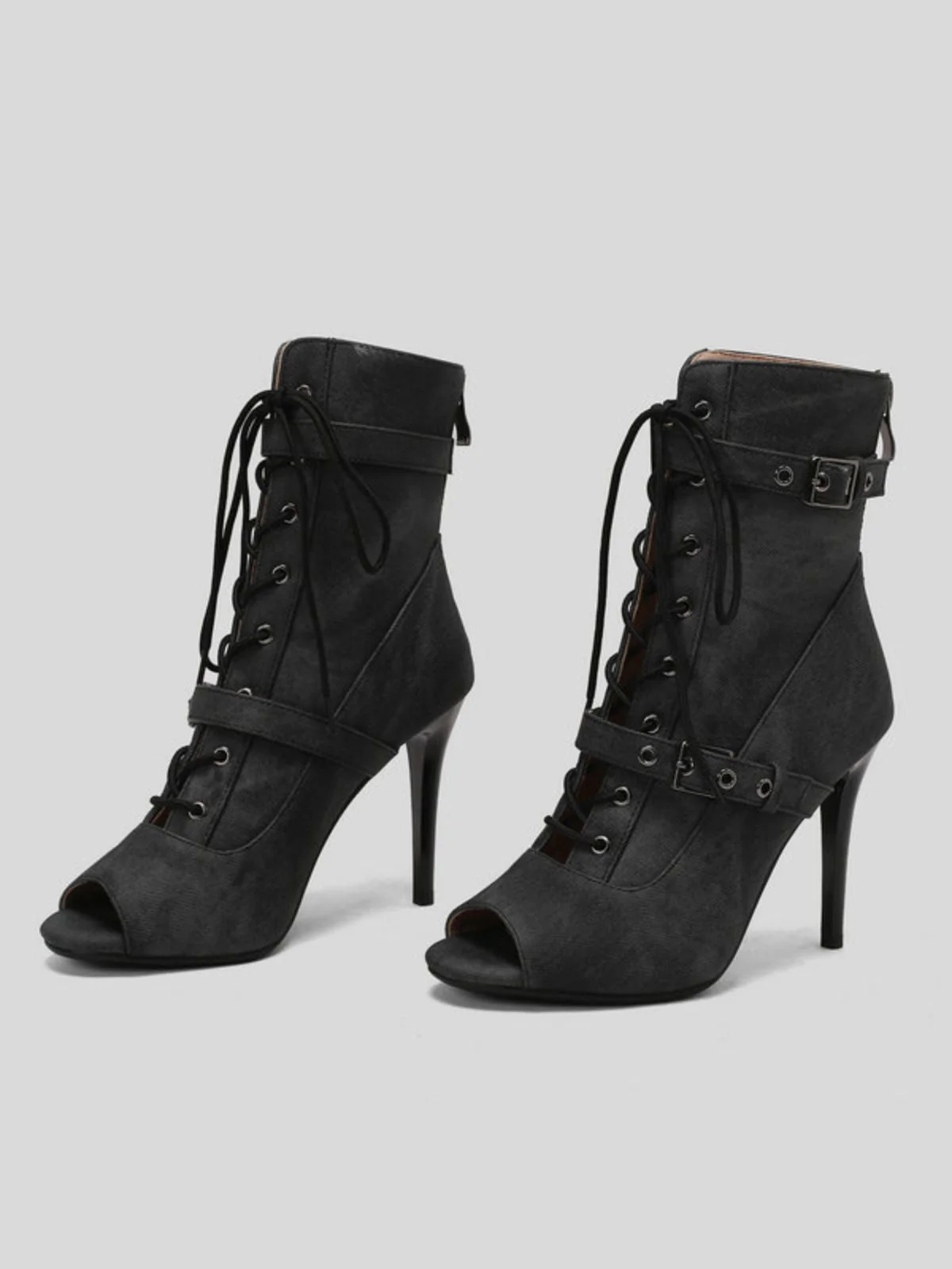 Vintage Denim Peep Toe Stiletto Heel Shoes - Image 22