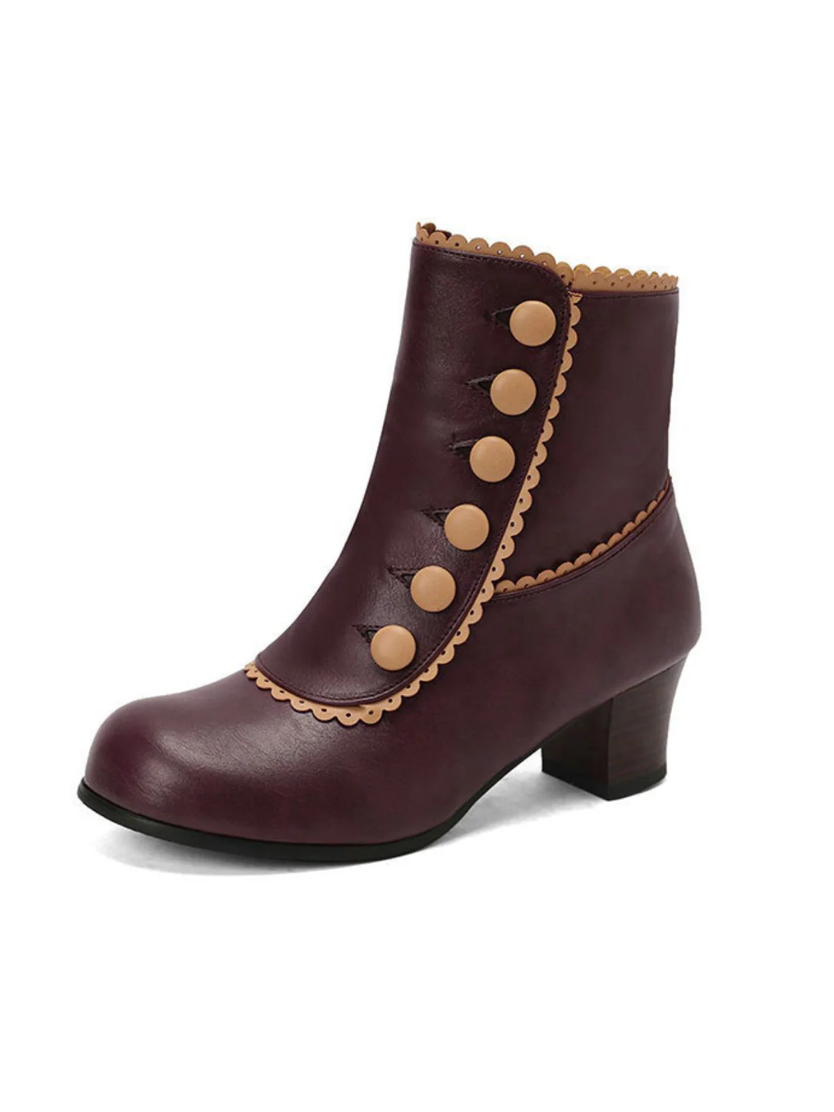 Vintage Faux Fur Lining Chunky Heel Short Boots