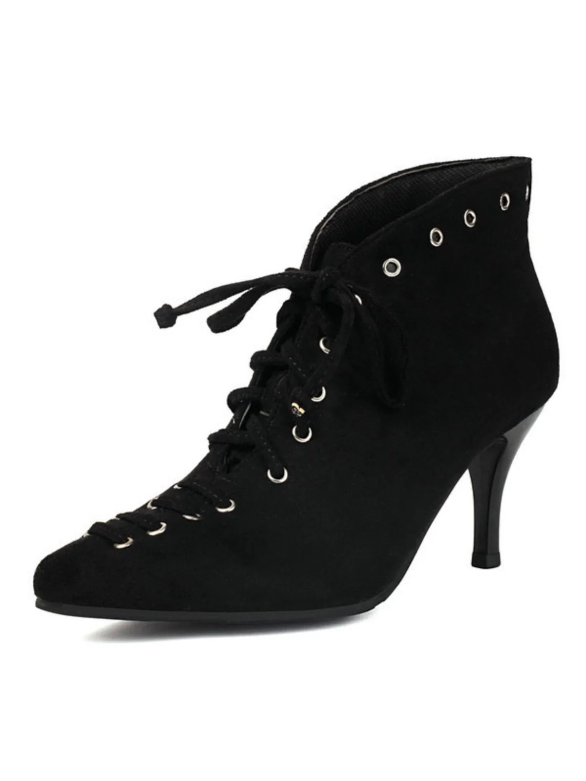 Vintage Faux Suede Pointed-Toe High Heels