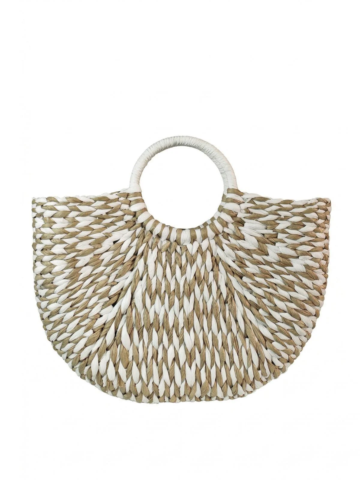 Vintage Handwoven Straw Beach Tote Bag