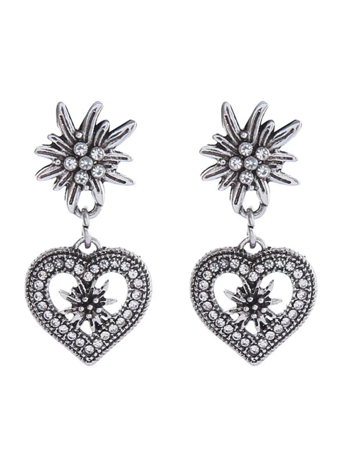 Vintage Heart Edelweiss Earrings