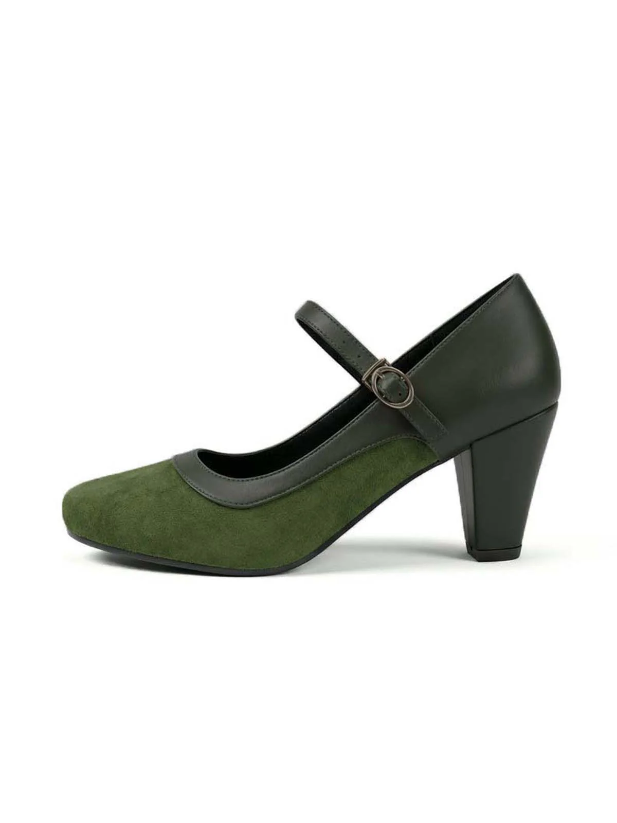 Vintage Mary Janes Pointed Toe Buckle Block Heel Pumps - Image 12