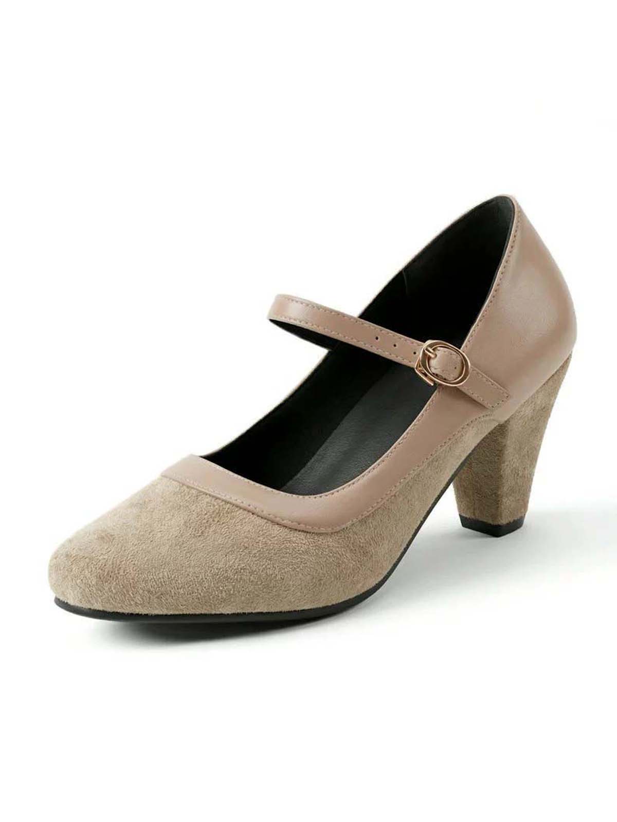 Vintage Mary Janes Pointed Toe Buckle Block Heel Pumps - Image 13