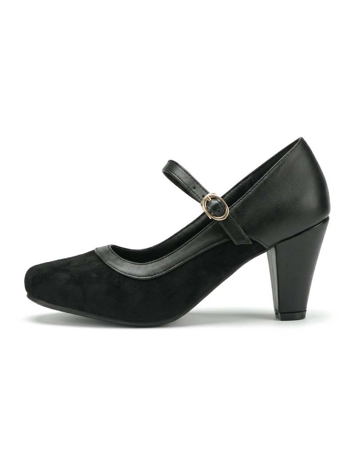 Vintage Mary Janes Pointed Toe Buckle Block Heel Pumps - Image 3