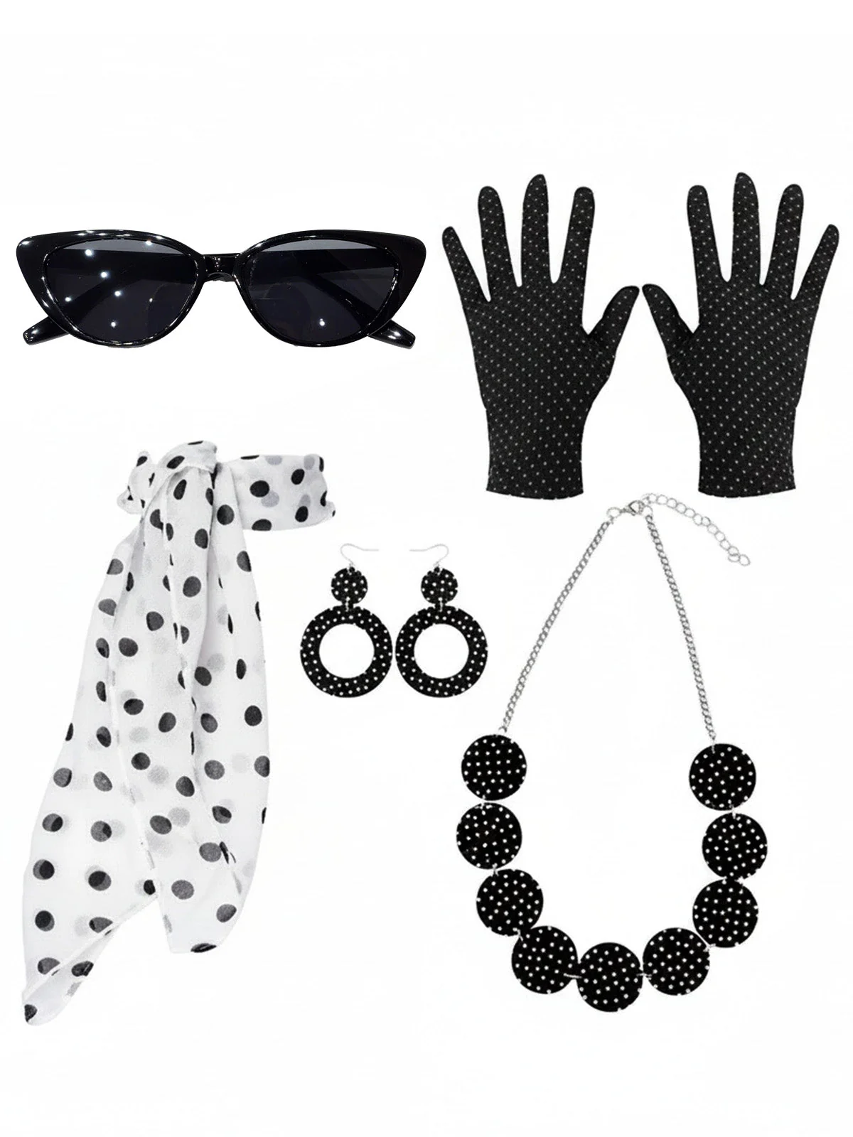 Vintage Party & Cosplay Polka Dot Accessories Set
