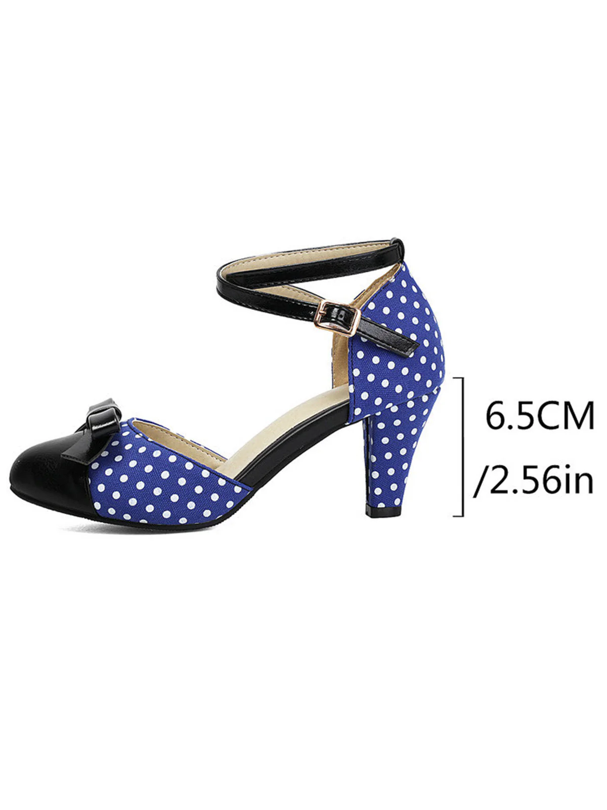 Vintage Pointed Toe Polka Dot Bow Chunky Heels - Image 8