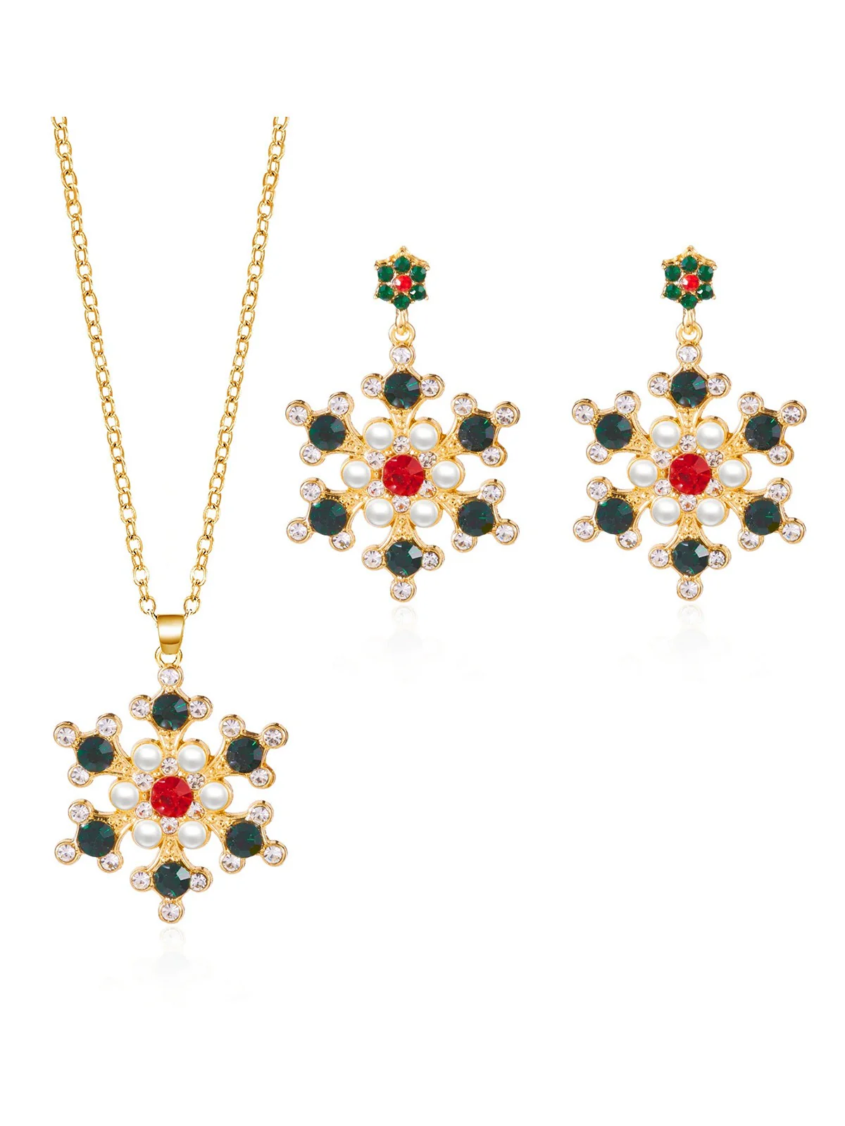 Vintage Snowflake Necklace & Earring Jewelry Set