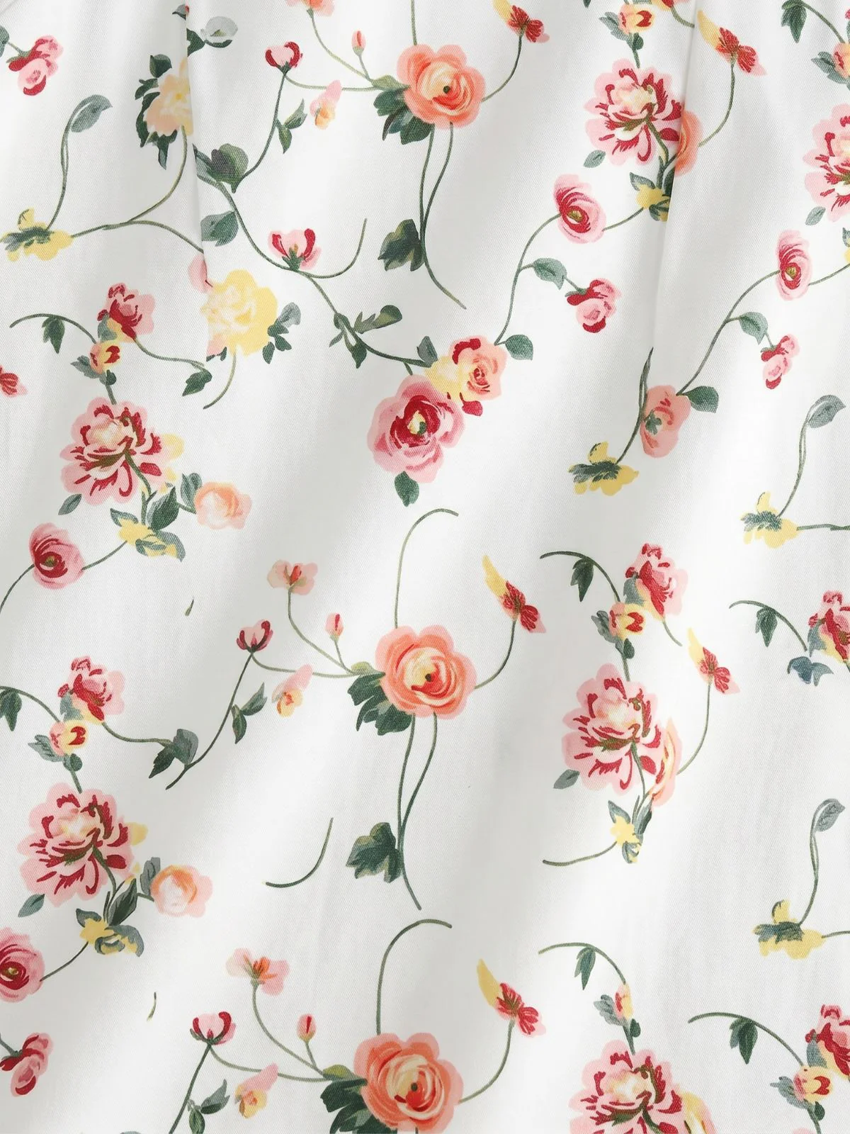 White 1940s Floral Ruffle Strap Square Neck Swing Dress - Image 6