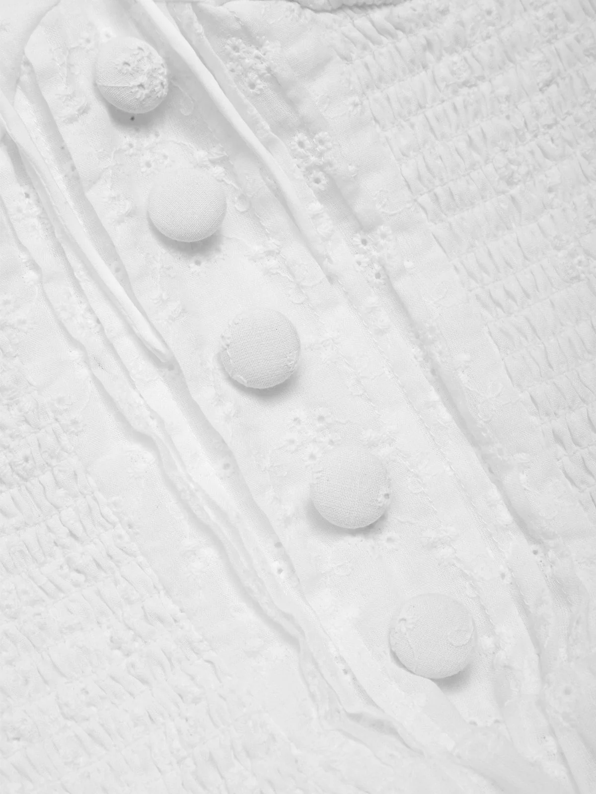 White 1940s Solid Cotton Embroidered Lace Dress - Image 10