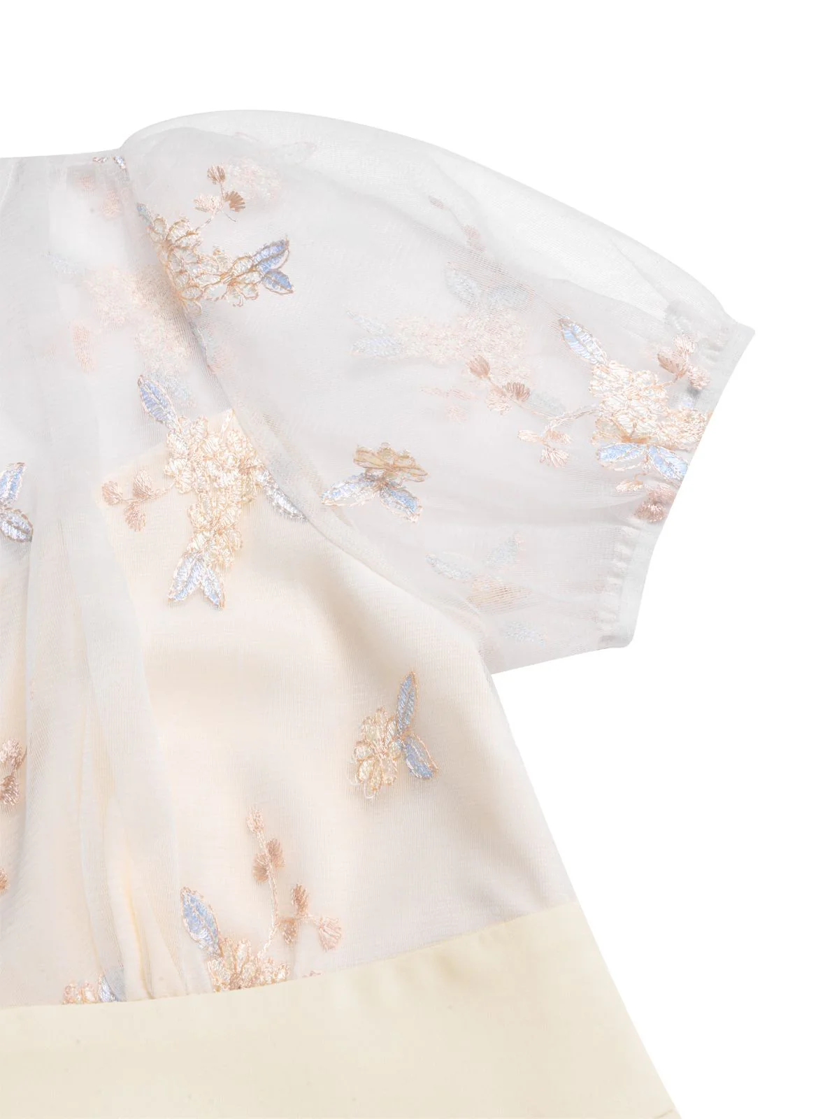 White 1950s Deep V-Neck Embroidered Floral Dress - Image 5
