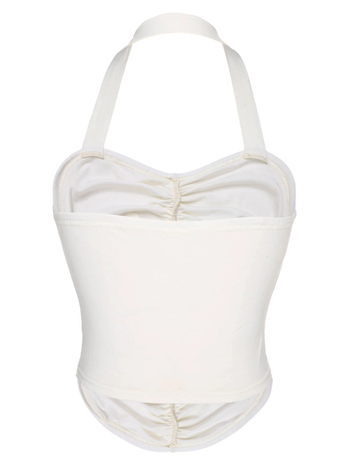 White 1950s Solid Pleated Halter Top - Image 4