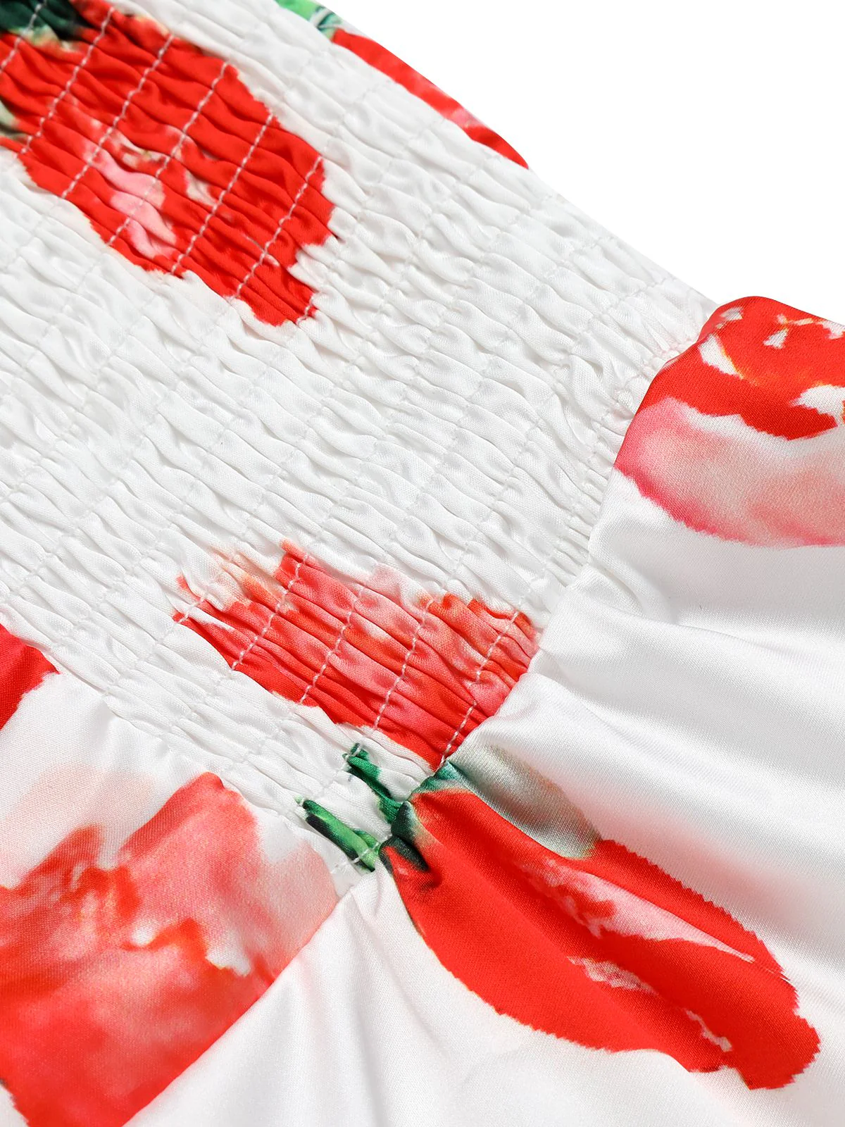 White 1950s Watercolor Rose Halter Dress - Image 6
