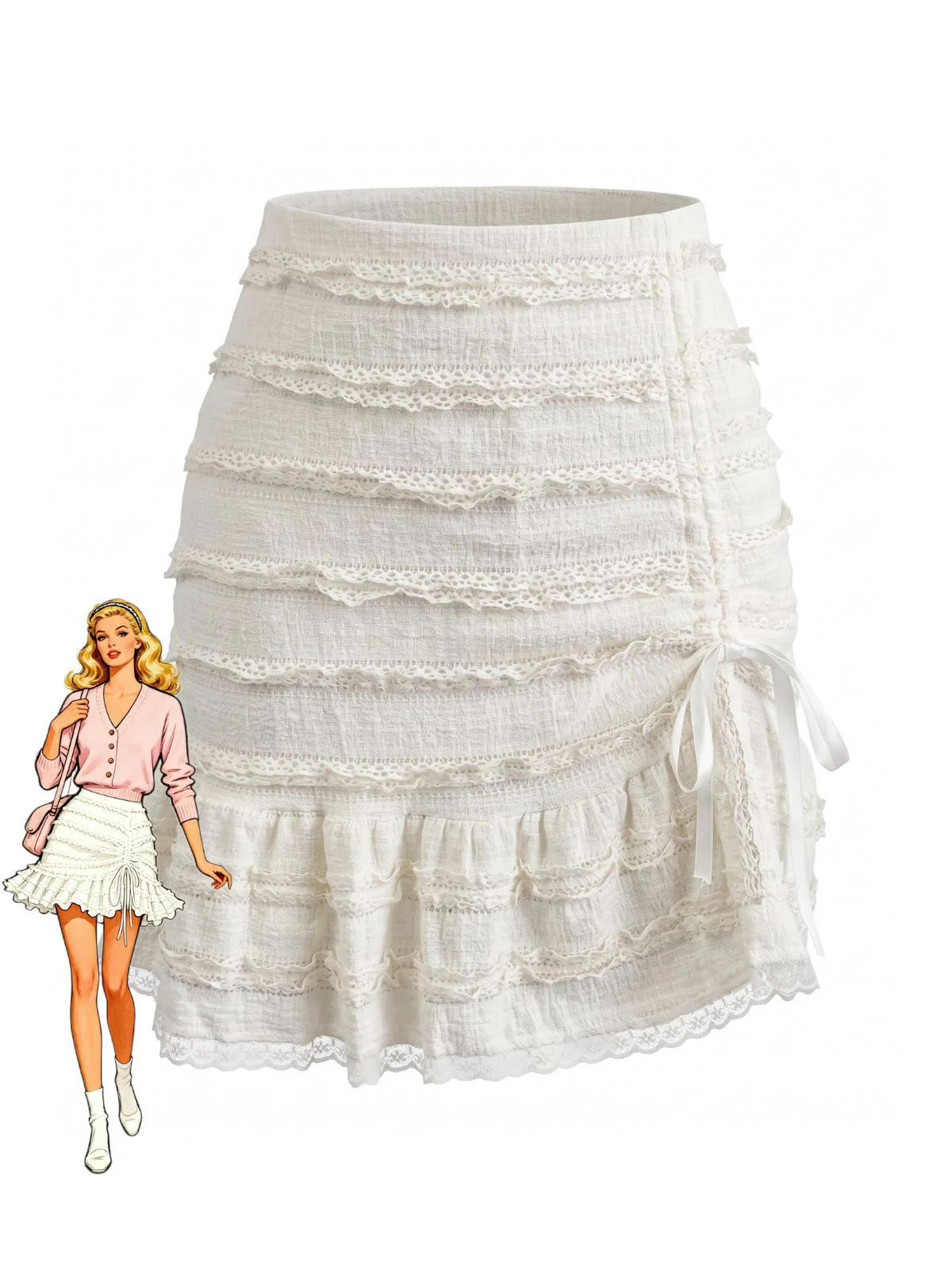 White 1960s French Ballet Solid Swing Skirts