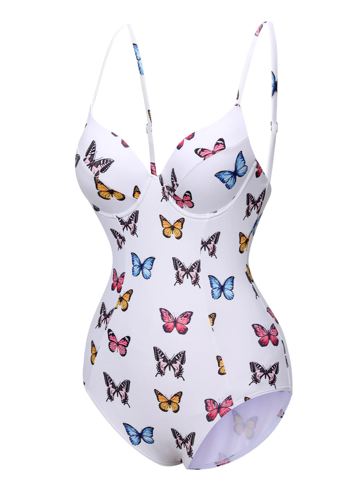 White 1970s Butterfly Strap One-Piece Swimsuit - Image 2