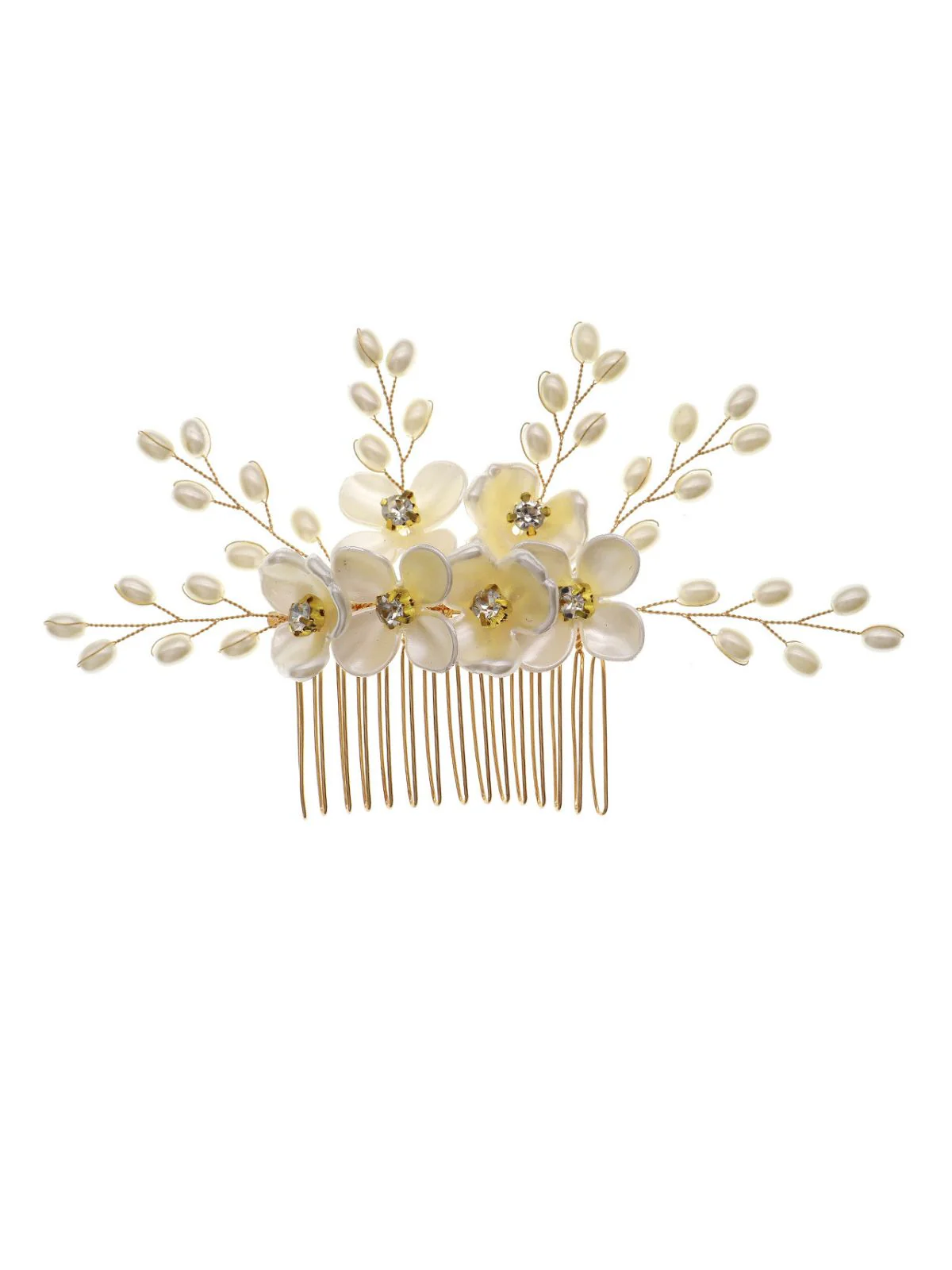 White Pearl Crystal Floral Hair Accessories