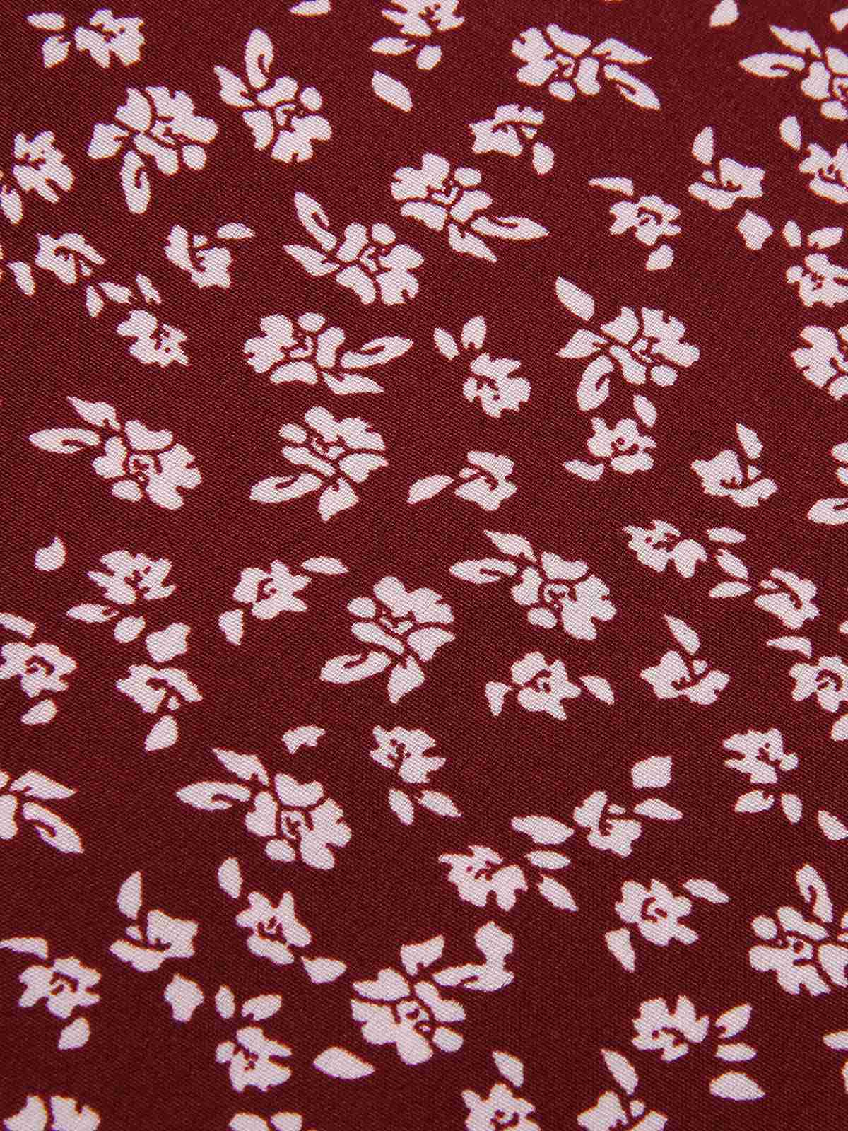 Wine Red 1940s V-Neck Ditsy Floral Dress - Image 5