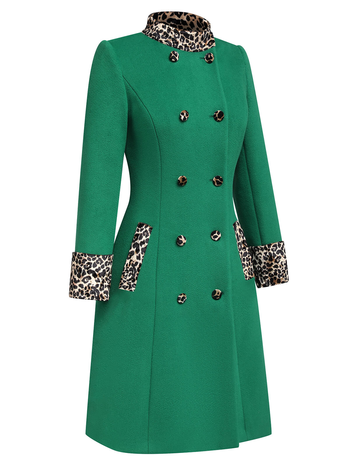 Wine Red 1950s Leopard Patchwork Button Coat - Image 5