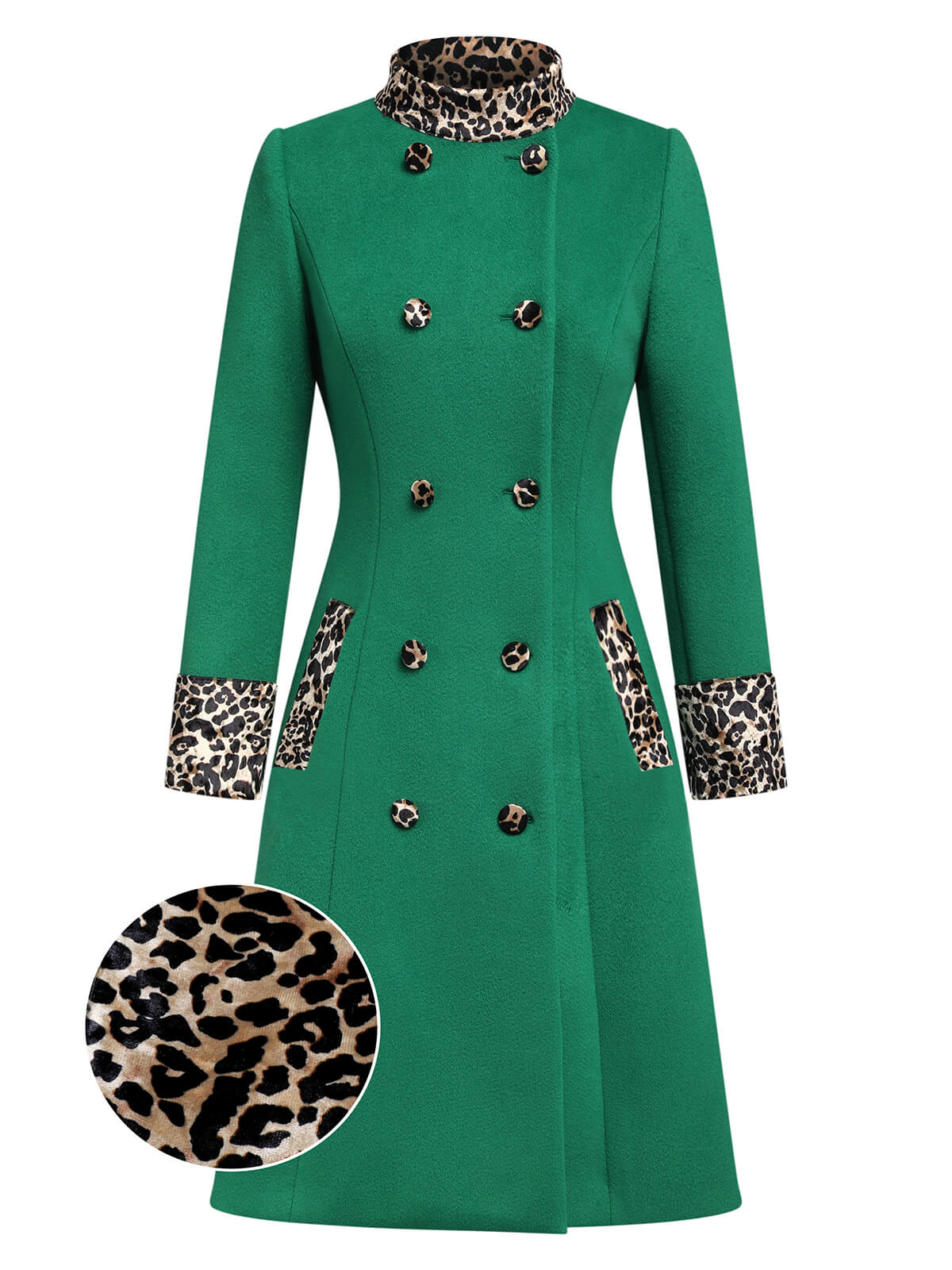 Wine Red 1950s Leopard Patchwork Button Coat - Image 5