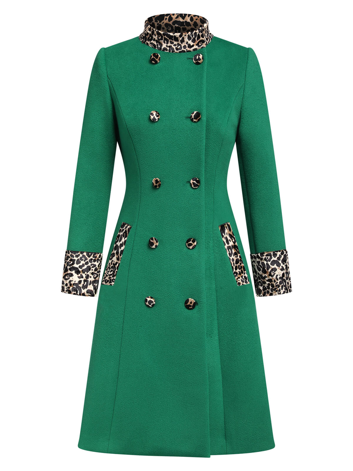 Wine Red 1950s Leopard Patchwork Button Coat - Image 3