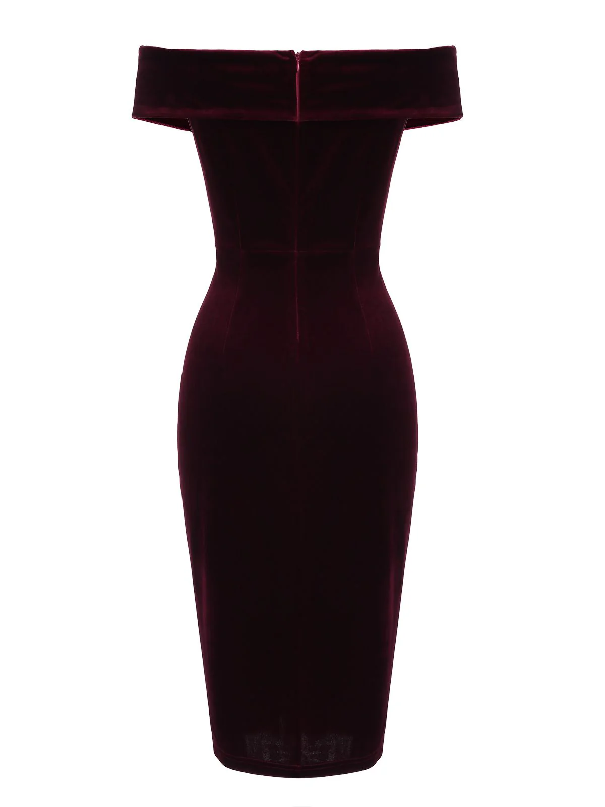 Wine Red 1960s Velvet Bodycon Dress - Image 7