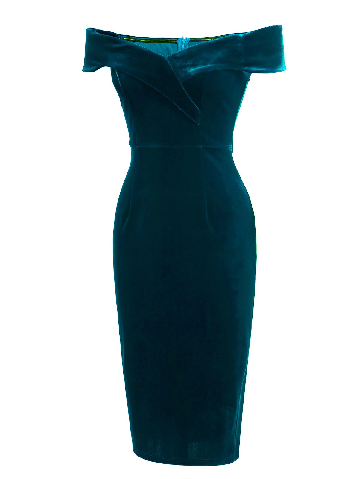 1960s Off Shoulder Velvet Bodycon Dress - Image 13