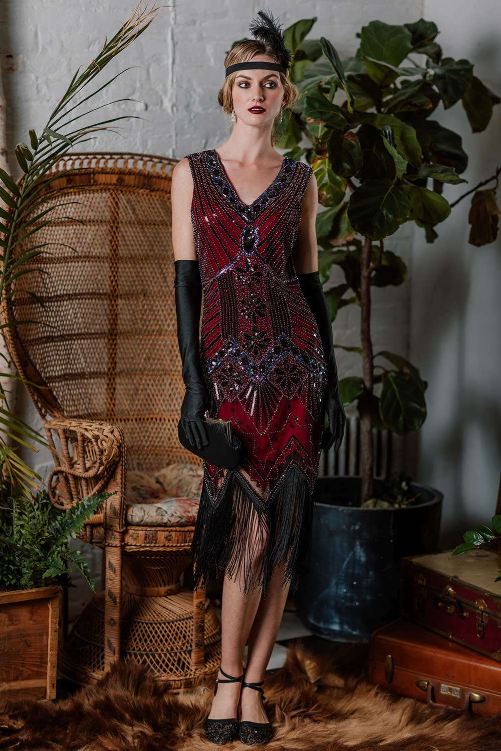 1920s Sequined Fringe Dress