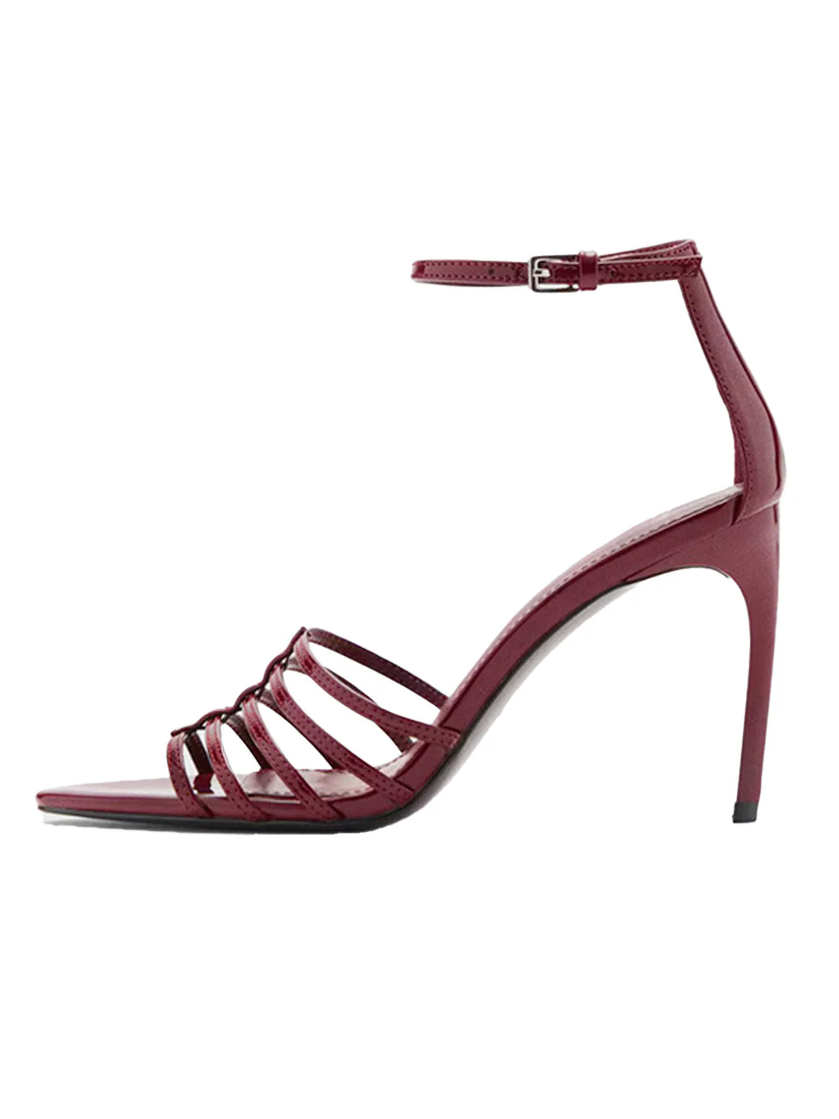 Wine Red Vintage Pointed Toe High Heel Sandals - Image 2