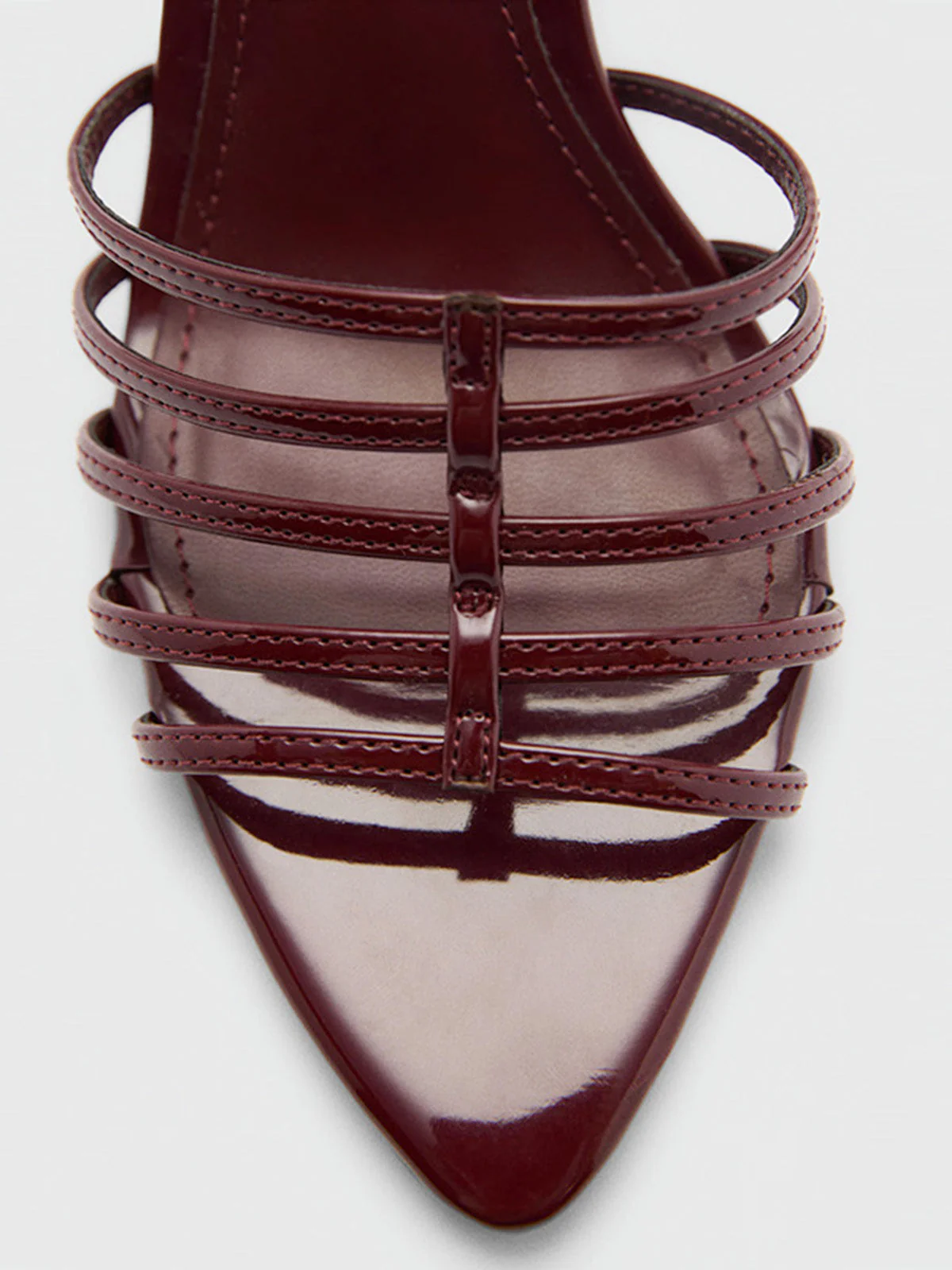 Wine Red Vintage Pointed Toe High Heel Sandals - Image 3