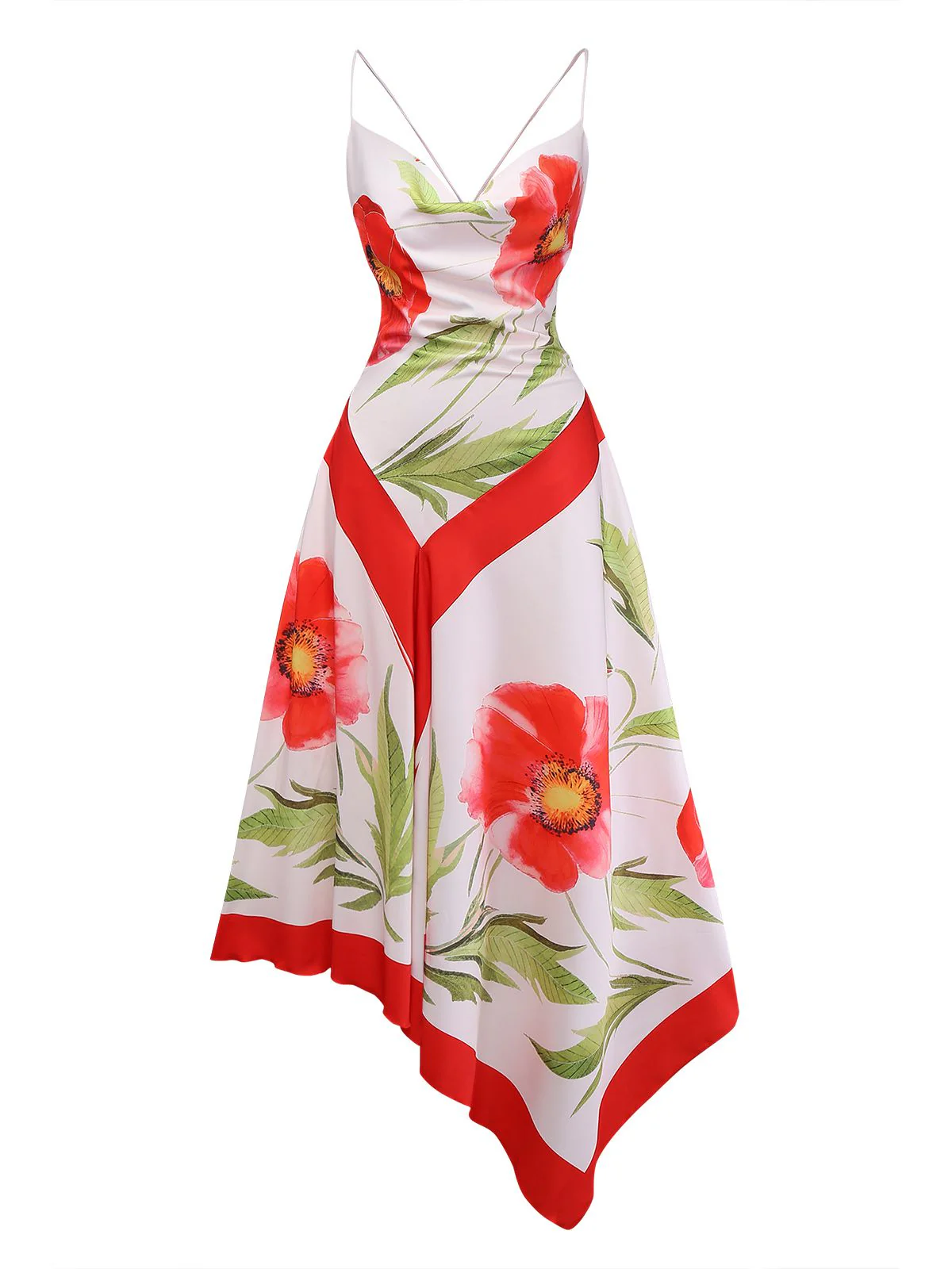 Y2K Slip Cowl Neck Floral Backless Dress