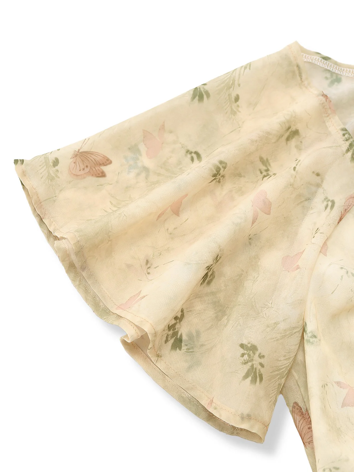 Yellow 1930s Butterfly Flutter Sleeve Chiffon Dress - Image 7