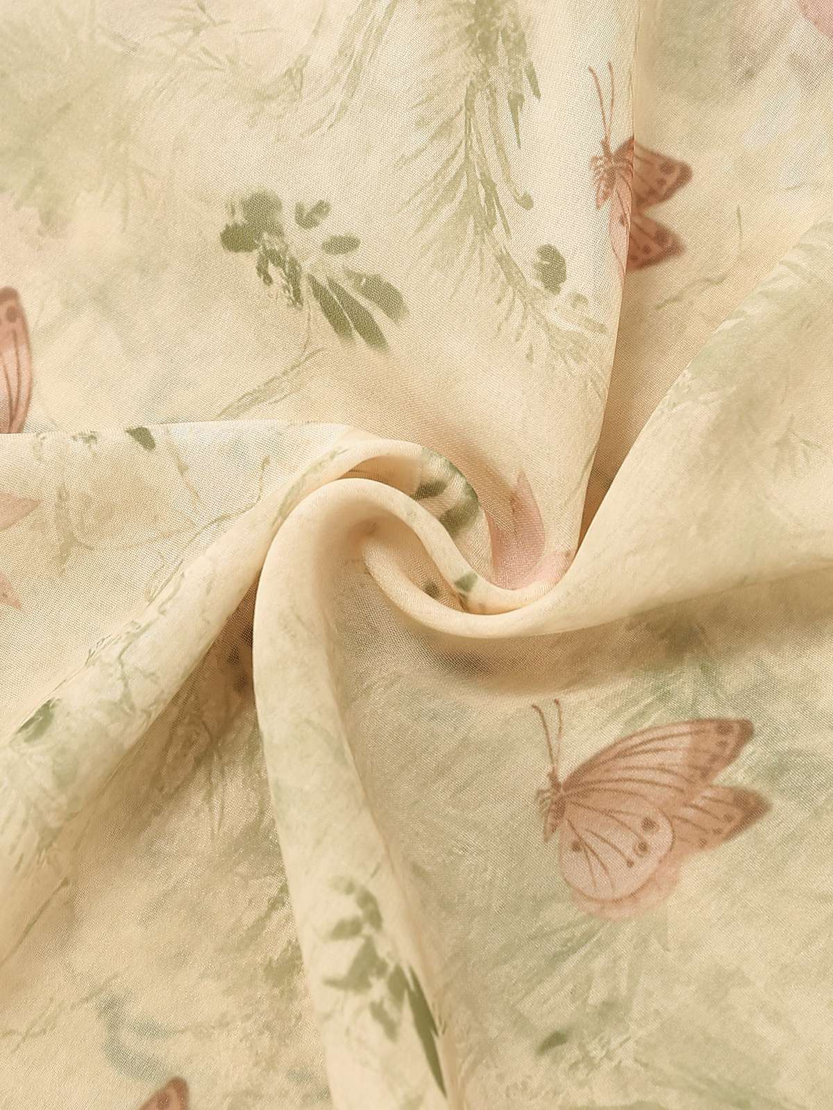 Yellow 1930s Butterfly Flutter Sleeve Chiffon Dress - Image 9