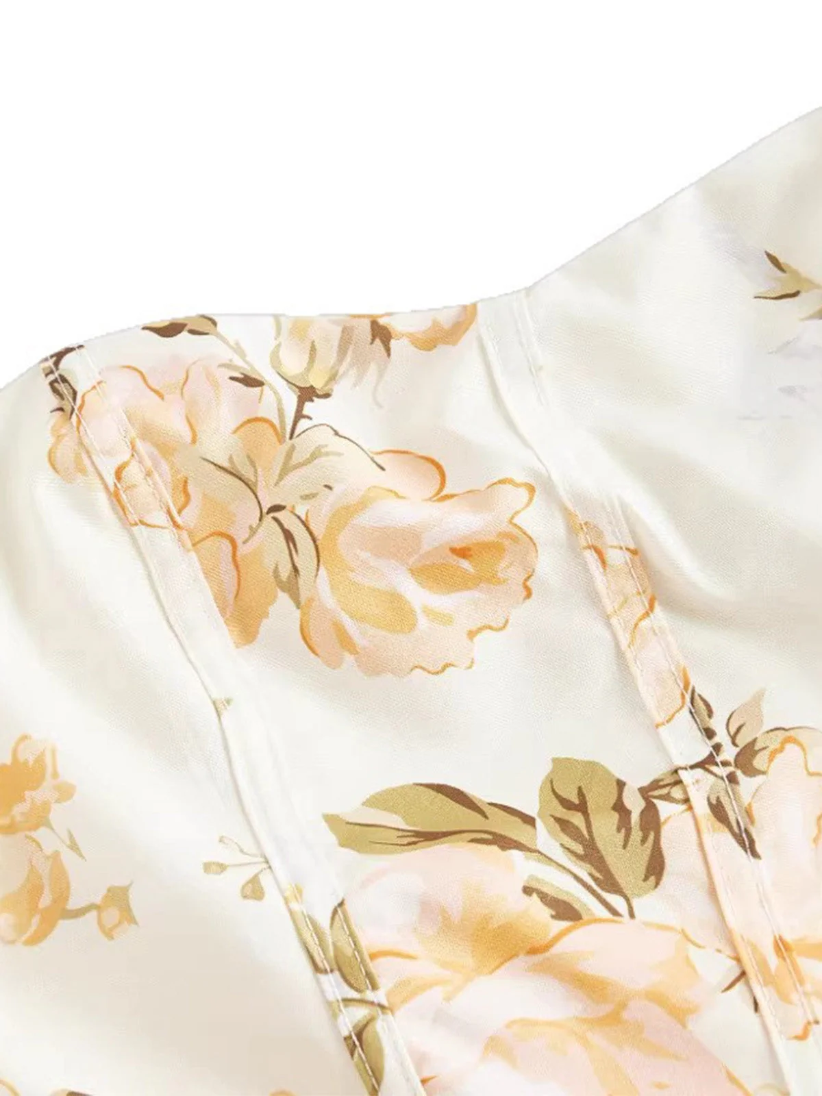 Yellow 1930s Floral Strapless Maxi Dress - Image 4