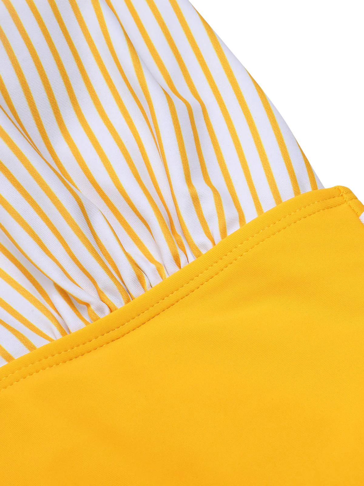 Yellow 1950s Halter Striped Patchwork Swimsuit - Image 6