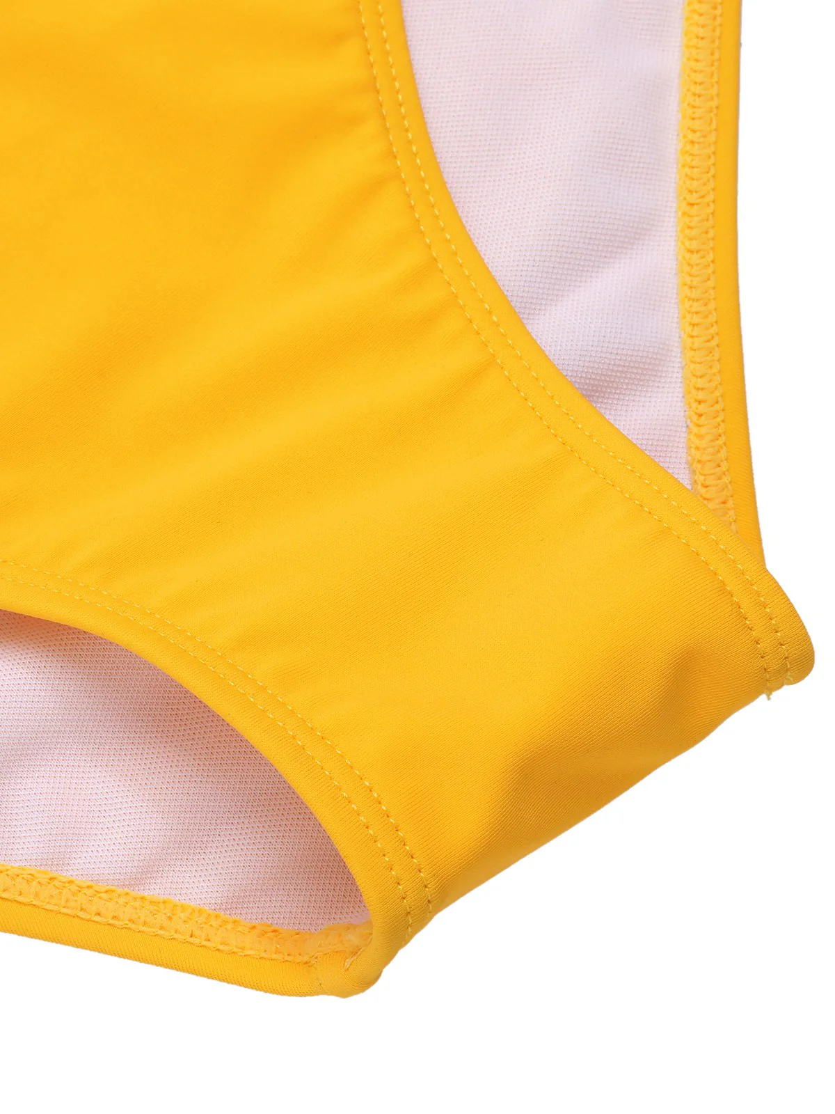 Yellow 1950s Halter Striped Patchwork Swimsuit - Image 7