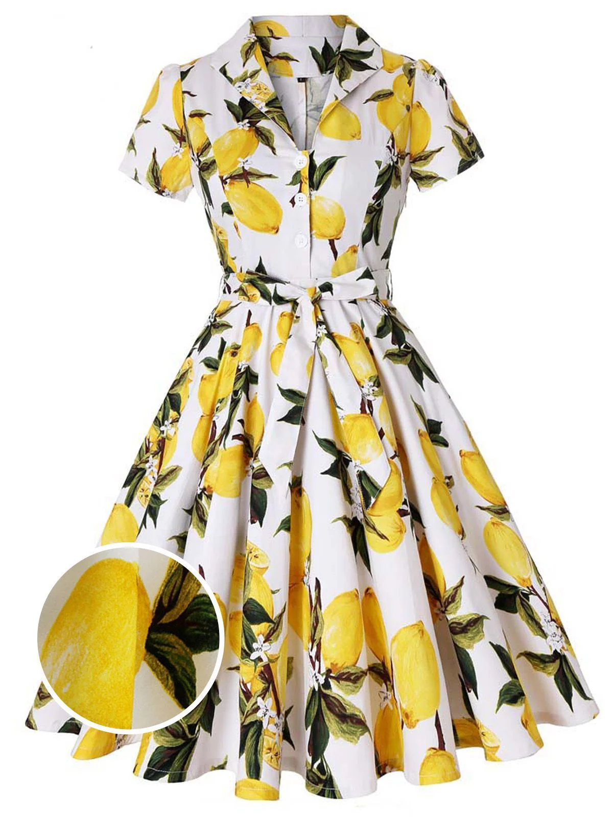 Yellow 1950s Lemon Bow Swing Dress - Image 7