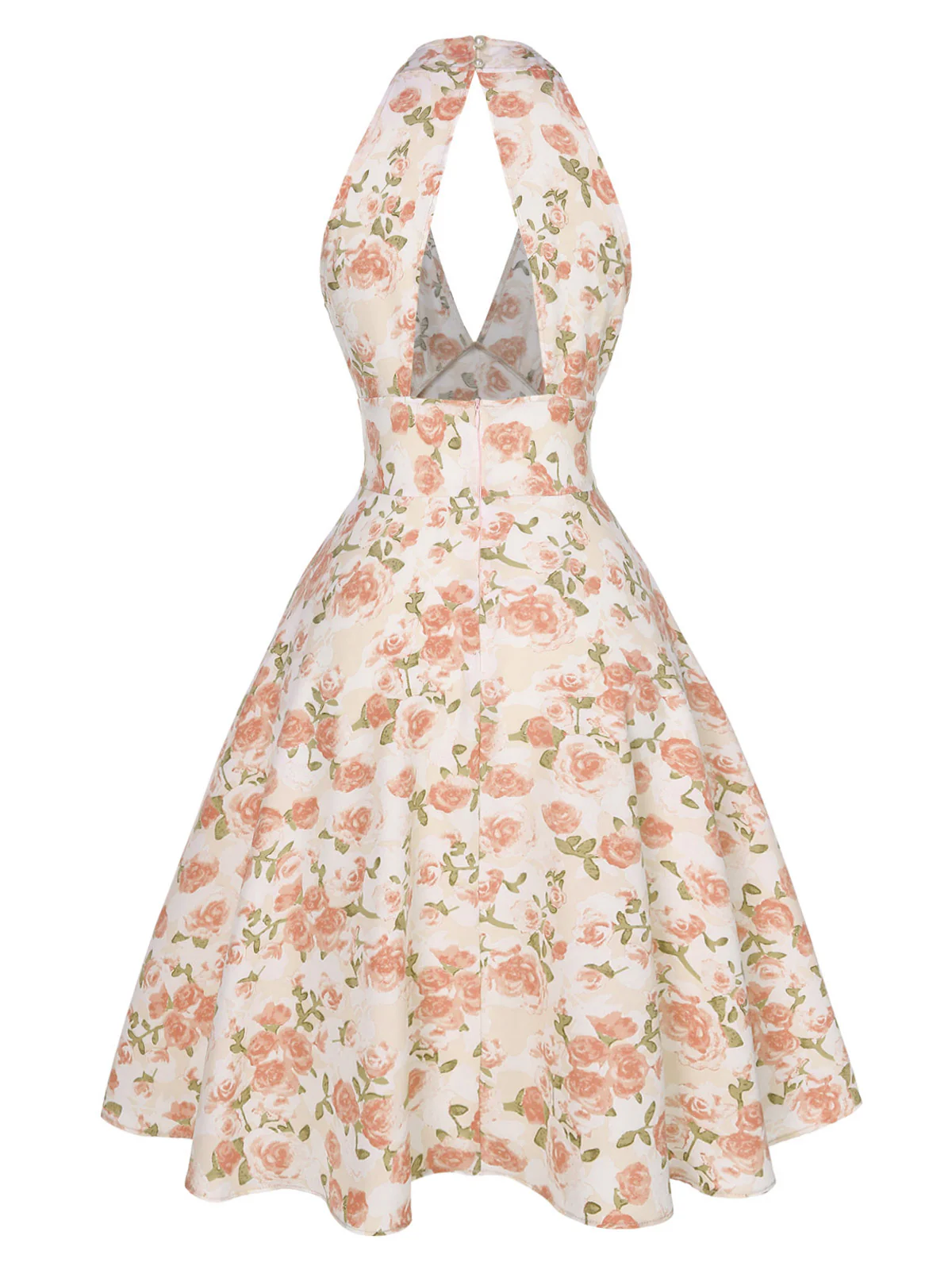 Blue 1950s Floral V-Neck Dress - Image 14
