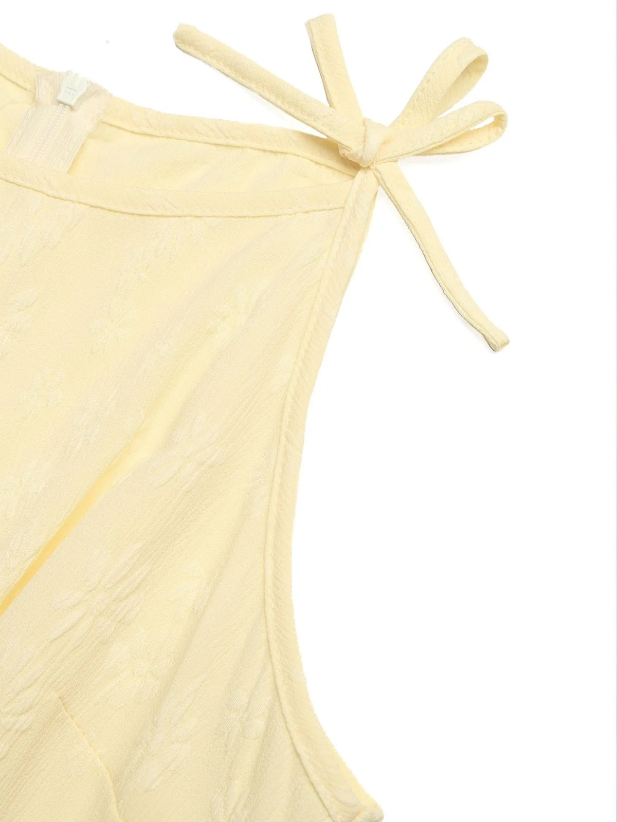Yellow 1950s Tie-Strap Floral Jacquard Jumpsuit - Image 6